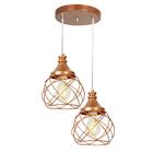 Lustre Pendente Duplo Esfera Aramado Cobre 15cm