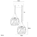 Lustre Pendente Duplo Esfera Aramado Preto 15cm