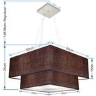 Lustre Pendente Duplo Quadrado Vivare Md-4066 Cúpula Em Tecid