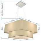 Lustre Pendente Duplo Quadrado Vivare Md-4066 Cúpula Em Tecid