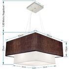 Lustre Pendente Duplo Quadrado Vivare Md-4066 Cúpula Em Tecid