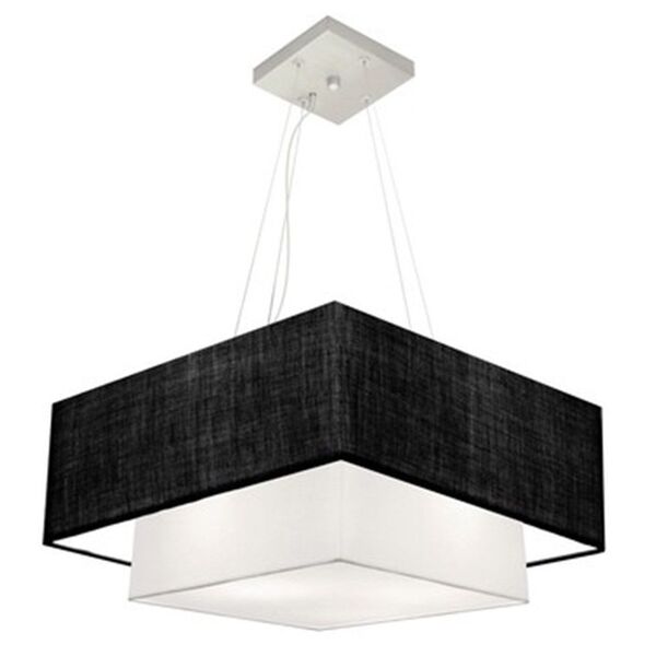 Lustre Pendente Duplo Quadrado Vivare Md-4066 Cúpula Em Tecid