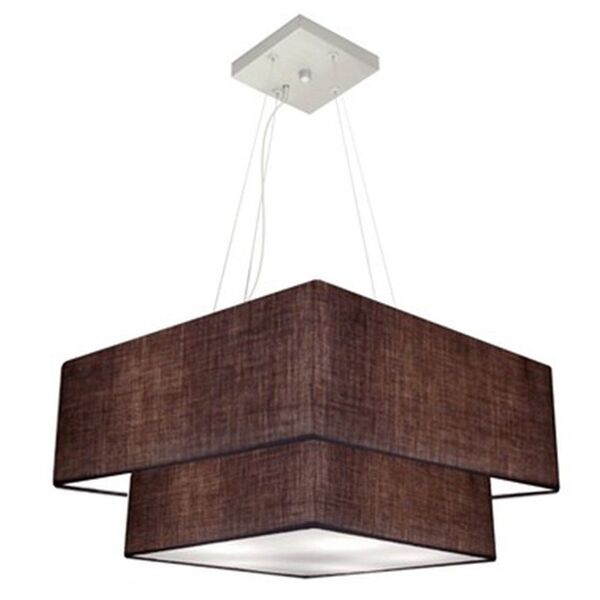 Lustre Pendente Duplo Quadrado Vivare Md-4066 Cúpula Em Tecid