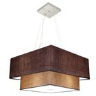 Lustre Pendente Duplo Quadrado Vivare Md-4066 Cúpula Em Tecid