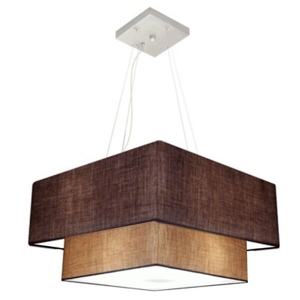 Lustre Pendente Duplo Quadrado Vivare Md-4066 Cúpula Em Tecid