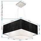 Lustre Pendente Duplo Quadrado Vivare Md-4083 Cúpula Em Tecid