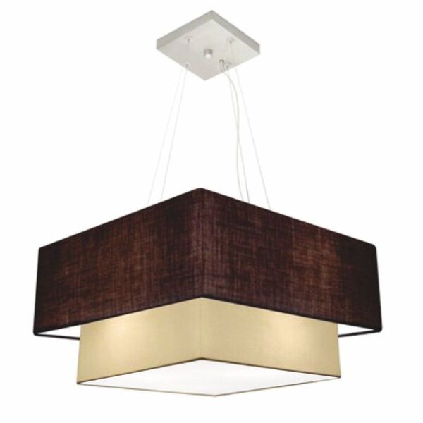 Lustre Pendente Duplo Quadrado Vivare Md-4083 Cúpula Em Tecid