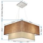 Lustre Pendente Duplo Quadrado Vivare Md-4083 Cúpula Em Tecid