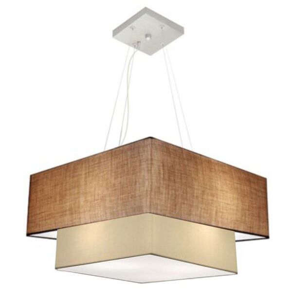 Lustre Pendente Duplo Quadrado Vivare Md-4083 Cúpula Em Tecid