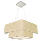 Lustre Pendente Duplo Quadrado Vivare Md-4083 Cúpula Em Tecid