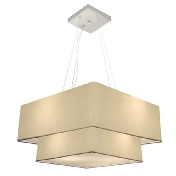 Lustre Pendente Duplo Quadrado Vivare Md-4083 Cúpula Em Tecid