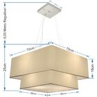 Lustre Pendente Duplo Quadrado Vivare Md-4083 Cúpula Em Tecid