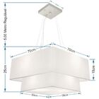 Lustre Pendente Duplo Quadrado Vivare Md-4083 Cúpula Em Tecid