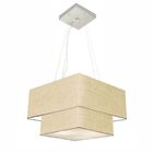 Lustre Pendente Duplo Quadrado Vivare Md-4157 Cúpula Em Tecid
