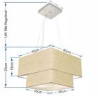 Lustre Pendente Duplo Quadrado Vivare Md-4157 Cúpula Em Tecid