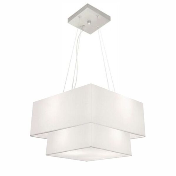 Lustre Pendente Duplo Quadrado Vivare Md-4157 Cúpula Em Tecid