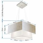 Lustre Pendente Duplo Quadrado Vivare Md-4157 Cúpula Em Tecid