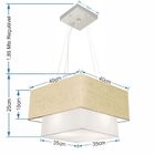 Lustre Pendente Duplo Quadrado Vivare Md-4157 Cúpula Em Tecid