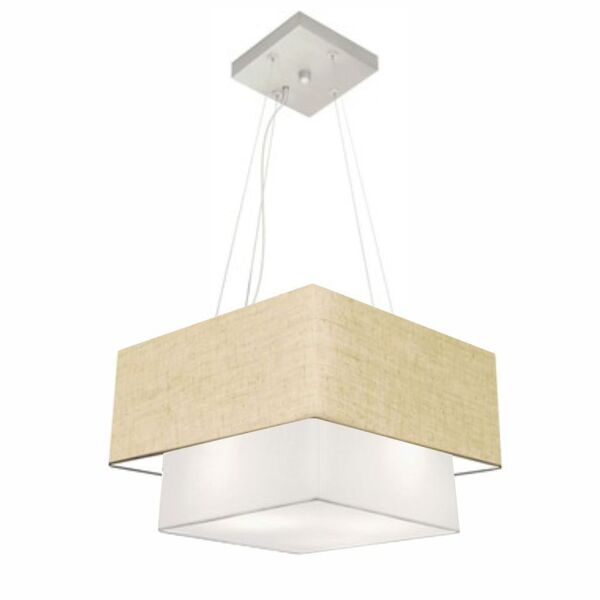 Lustre Pendente Duplo Quadrado Vivare Md-4157 Cúpula Em Tecid