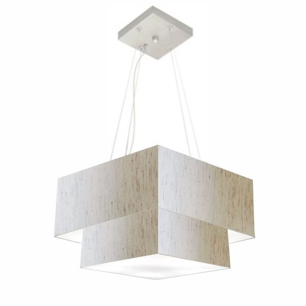 Lustre Pendente Duplo Quadrado Vivare Md-4157 Cúpula Em Tecid