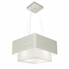 Lustre Pendente Duplo Quadrado Vivare Md-4157 Cúpula Em Tecid