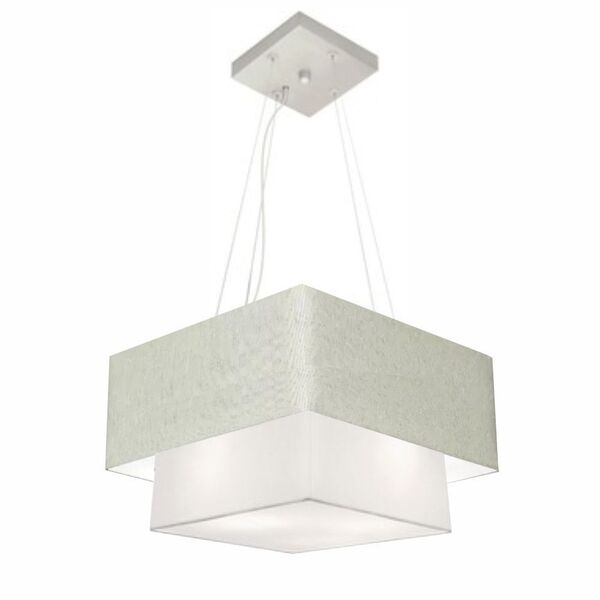 Lustre Pendente Duplo Quadrado Vivare Md-4157 Cúpula Em Tecid