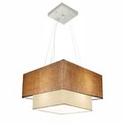 Lustre Pendente Duplo Quadrado Vivare Md-4157 Cúpula Em Tecid