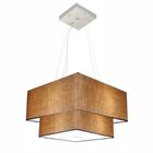 Lustre Pendente Duplo Quadrado Vivare Md-4157 Cúpula Em Tecid