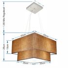 Lustre Pendente Duplo Quadrado Vivare Md-4157 Cúpula Em Tecid