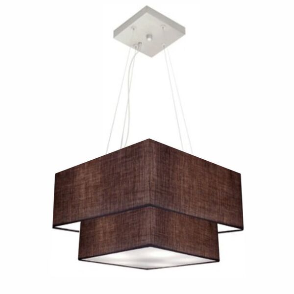 Lustre Pendente Duplo Quadrado Vivare Md-4157 Cúpula Em Tecid