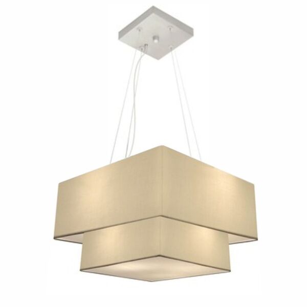 Lustre Pendente Duplo Quadrado Vivare Md-4157 Cúpula Em Tecid