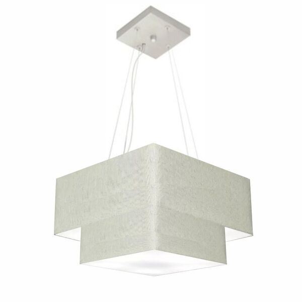 Lustre Pendente Duplo Quadrado Vivare Md-4157 Cúpula Em Tecid