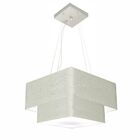 Lustre Pendente Duplo Quadrado Vivare Md-4157 Cúpula Em Tecid