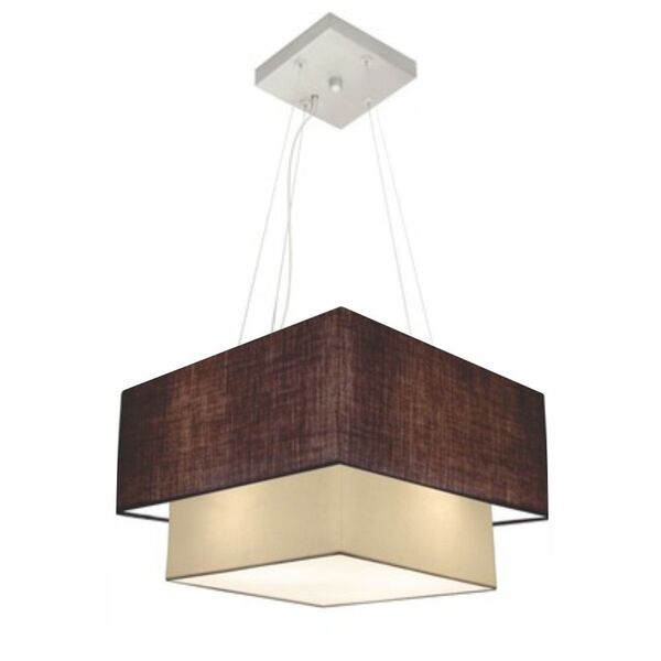 Lustre Pendente Duplo Quadrado Vivare Md-4157 Cúpula Em Tecid