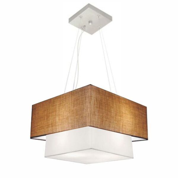 Lustre Pendente Duplo Quadrado Vivare Md-4157 Cúpula Em Tecid