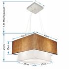 Lustre Pendente Duplo Quadrado Vivare Md-4157 Cúpula Em Tecid