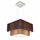 Lustre Pendente Duplo Quadrado Vivare Md-4157 Cúpula Em Tecid