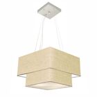 Lustre Pendente Duplo Quadrado Vivare Md-4157 Cúpula Em Tecid