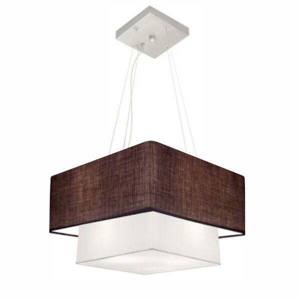 Lustre Pendente Duplo Quadrado Vivare Md-4157 Cúpula Em Tecid