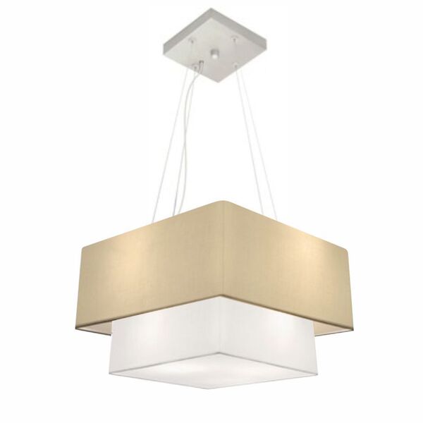 Lustre Pendente Duplo Quadrado Vivare Md-4157 Cúpula Em Tecid