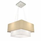 Lustre Pendente Duplo Quadrado Vivare Md-4157 Cúpula Em Tecid