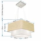 Lustre Pendente Duplo Quadrado Vivare Md-4157 Cúpula Em Tecid