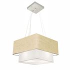 Lustre Pendente Duplo Quadrado Vivare Md-4157 Cúpula Em Tecid