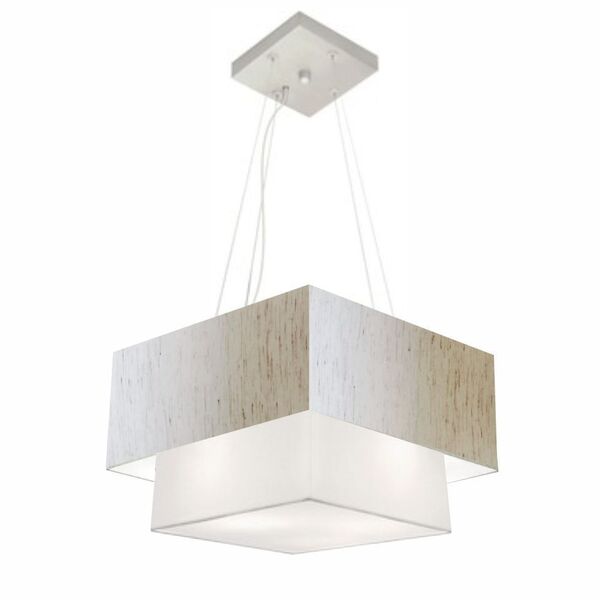 Lustre Pendente Duplo Quadrado Vivare Md-4157 Cúpula Em Tecid