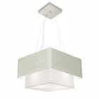 Lustre Pendente Duplo Quadrado Vivare Md-4157 Cúpula Em Tecid