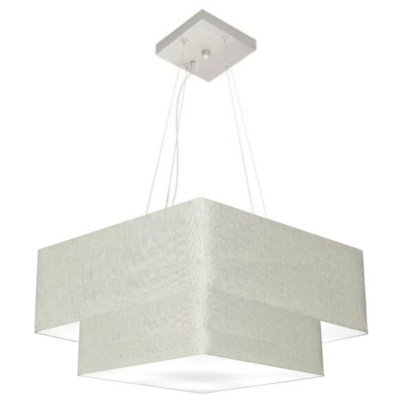 Lustre Pendente Duplo Quadrado Vivare Md-4344 Cúpula Em Tecid