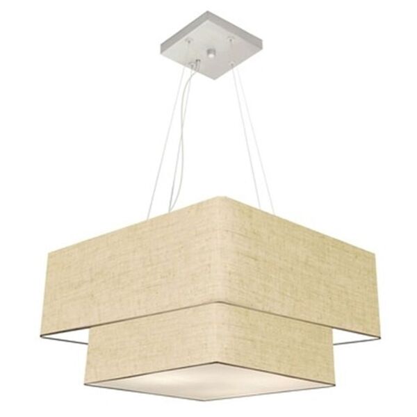Lustre Pendente Duplo Quadrado Vivare Md-4344 Cúpula Em Tecid