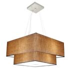 Lustre Pendente Duplo Quadrado Vivare Md-4344 Cúpula Em Tecid