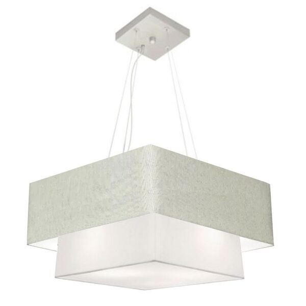 Lustre Pendente Duplo Quadrado Vivare Md-4344 Cúpula Em Tecid