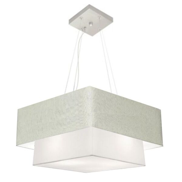 Lustre Pendente Duplo Quadrado Vivare Md-4345 Cúpula Em Tecid
